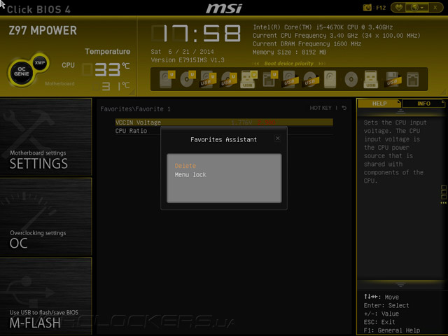 UEFI Setup MSI Z97 MPOWER