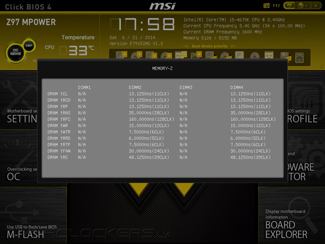 UEFI Setup MSI Z97 MPOWER