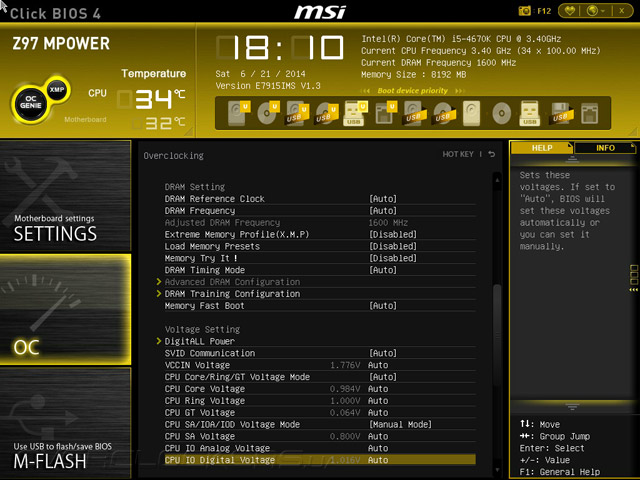 UEFI Setup MSI Z97 MPOWER