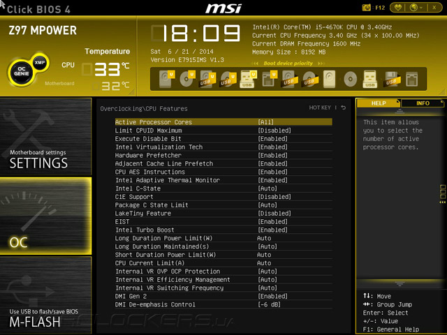 UEFI Setup MSI Z97 MPOWER