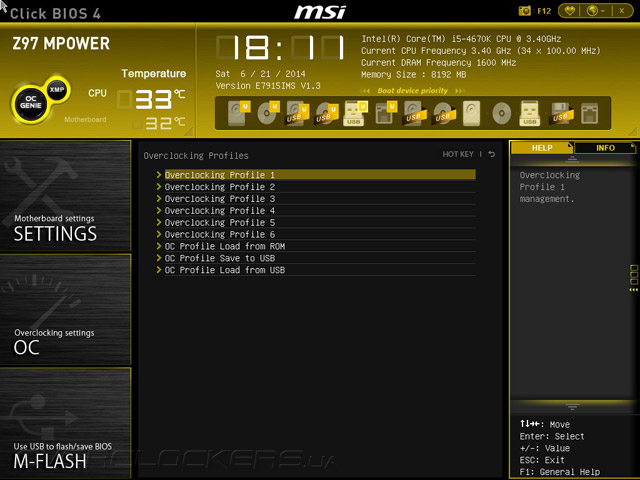 UEFI Setup MSI Z97 MPOWER