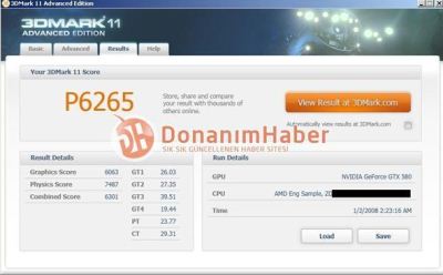 AMD FX-8130P 3DMark11 benchmark