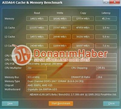 AMD FX-8130P AIDA64 benchmark