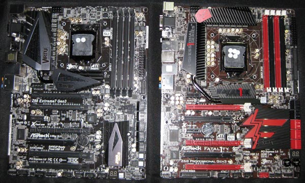 ASRock Z68 Extreme7 Gen3 и Fatal1ty Z68 Professional Gen3 (справа)