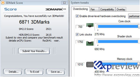 Результат эталонной 9500GT в 3DMark06