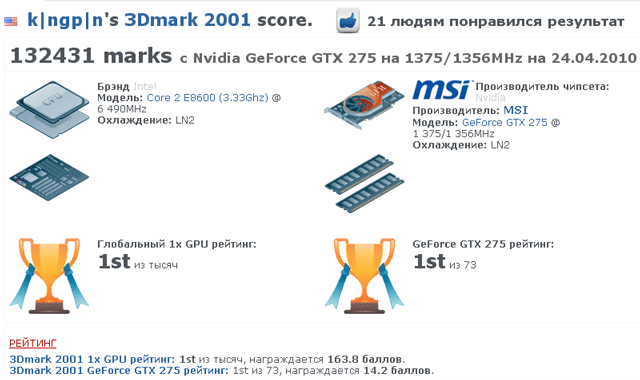 kingpin устанавливает рекорд в 3DMark 2001