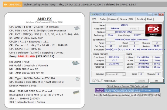 Новый рекорд частоты AMD FX-8150