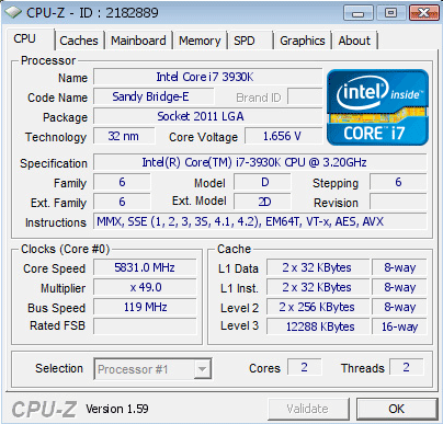 Core i7-3930K разогнан до 5831 МГц