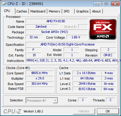 AMD FX-8150 8805 МГц