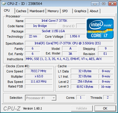 Core i7-3770K 7032,71 МГц