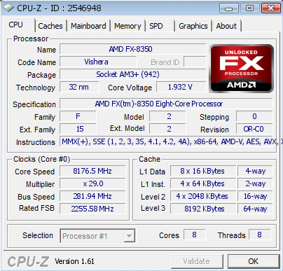 AMD FX-8350 8176 МГц