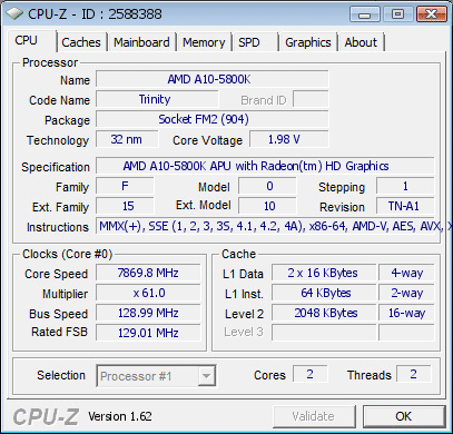 Новый рекорд разгона APU A10-5800K – 7869 МГц