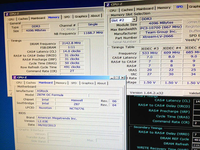 память DDR3 разогнана до 4285 МГц