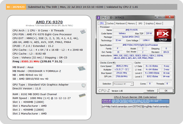 AMD FX-9370 8505 МГц
