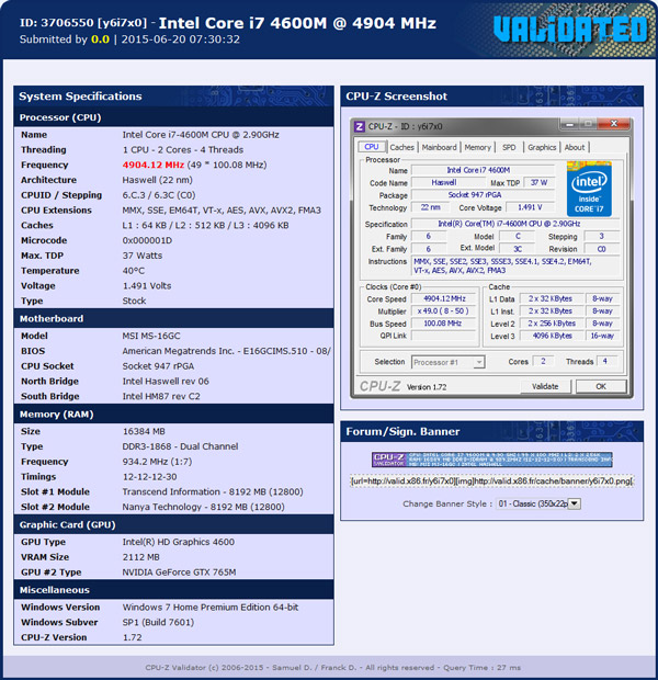 Разгон Intel Core i7-4600M