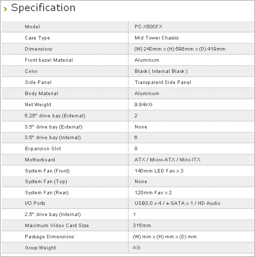 Корпус Lian Li TYR PC-X500FX характеристики