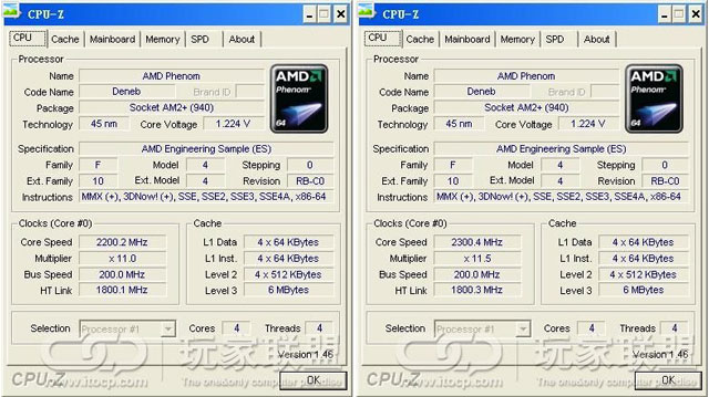 Инженерные образцы AMD Phenom Deneb 45 нм CPU-Z screenshot