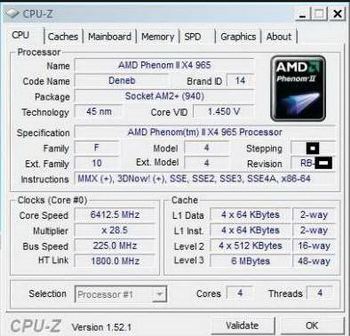 Процессоры Phenom II X4 965 степпинга C3 - разгон