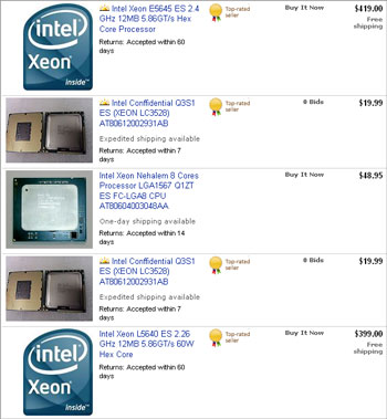 Процессоры Intel на eBay