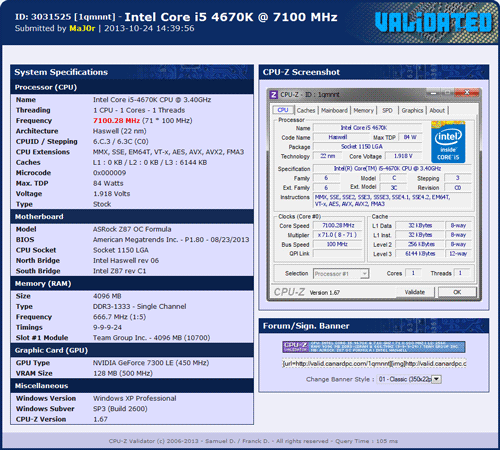 MaJ0r улучшил рекорд разгона Core i5-4670K