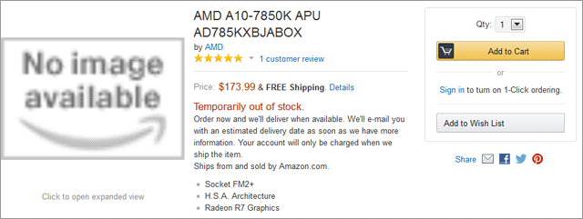 Процессор AMD A10-7850K - предзаказ на amazon.com