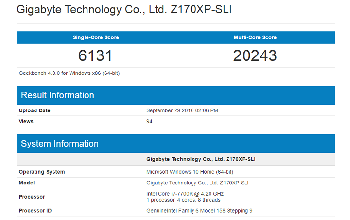 i7-7700K Geekbench