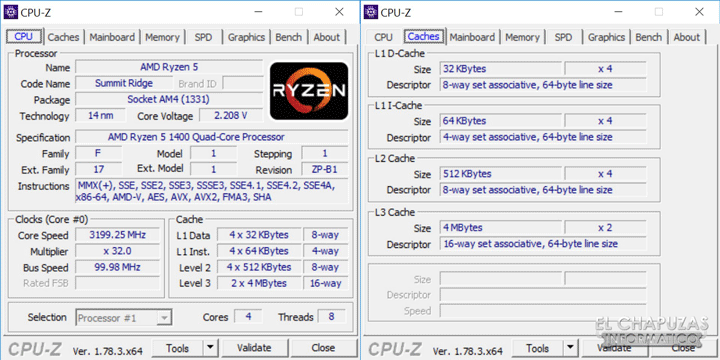 AMD Ryzen 5 1400 CPU-Z