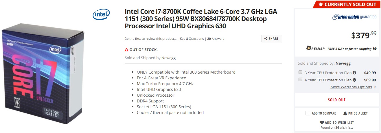 Дефицит Intel Cofee Lake-S