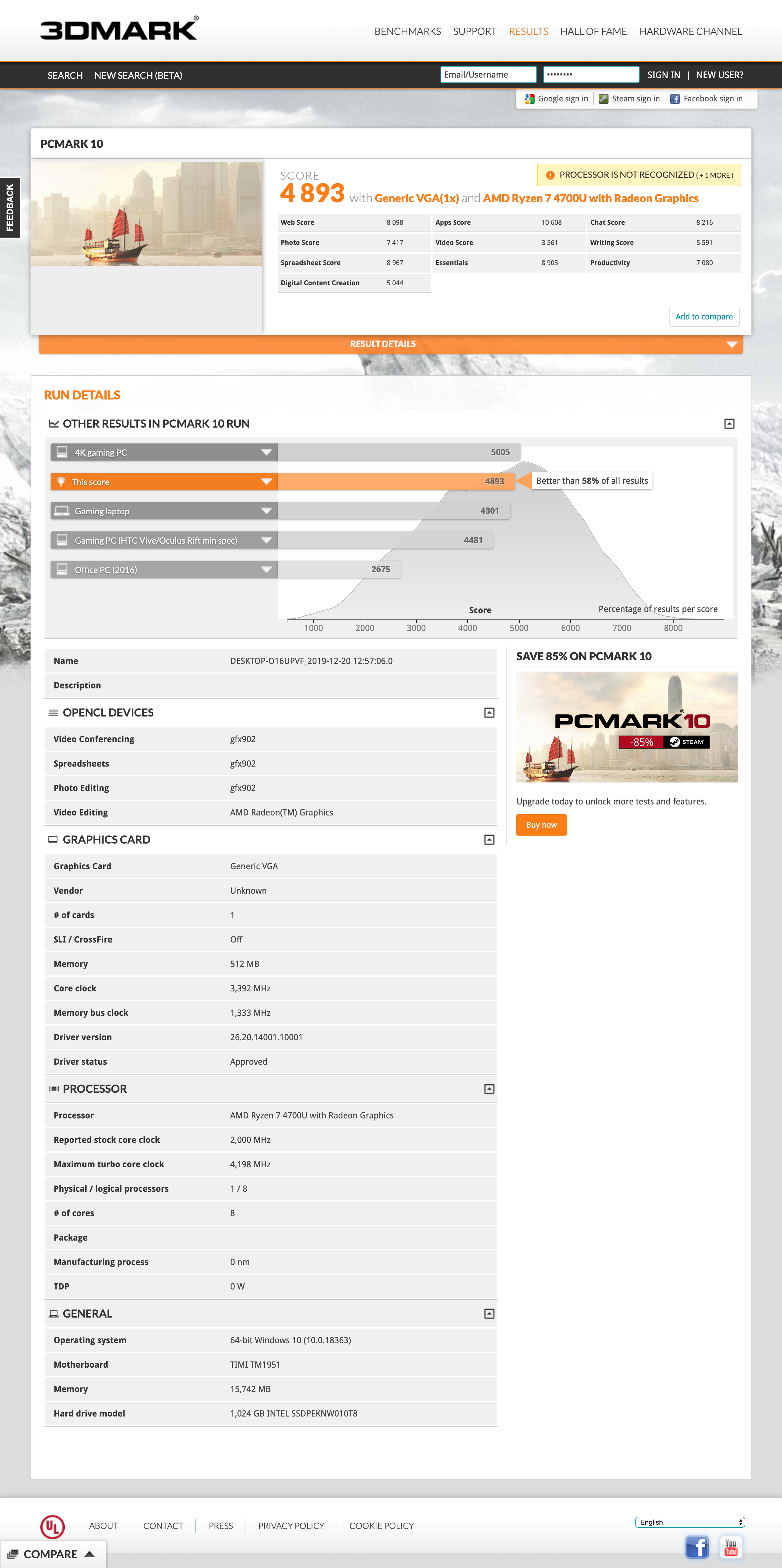 Восьмиядерный APU Ryzen 7 4700U замечен в базе PCMark / Новости /  Overclockers.ua