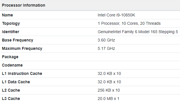 Intel Core i9-10850K