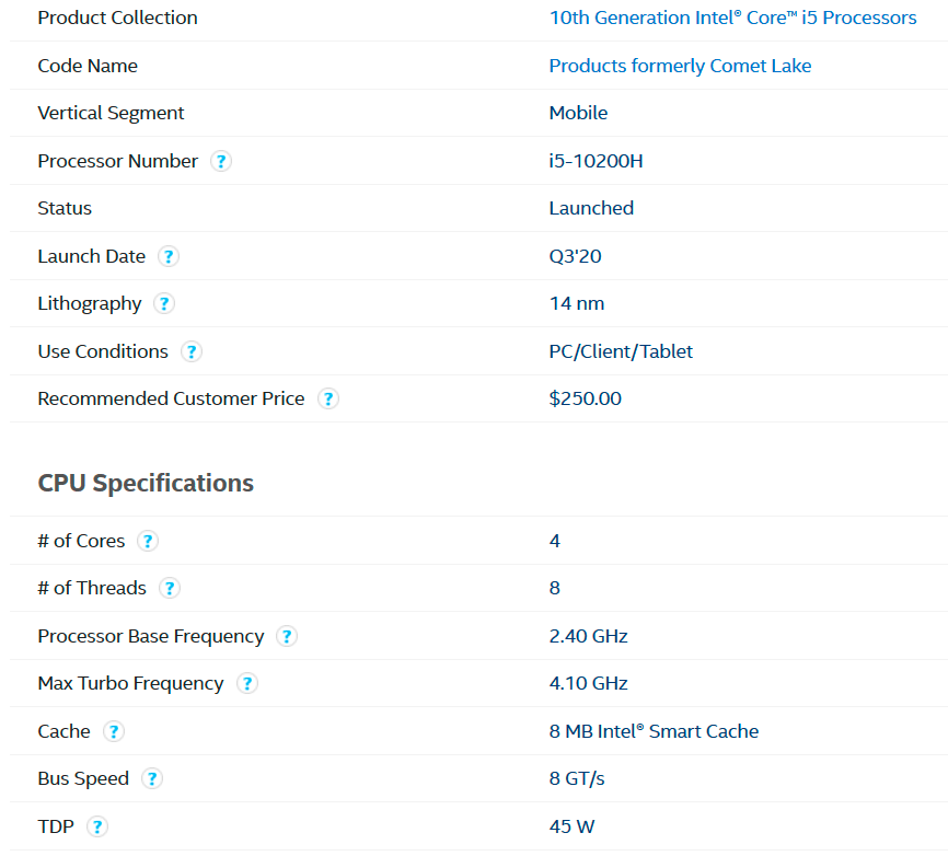 Core i7-10200H