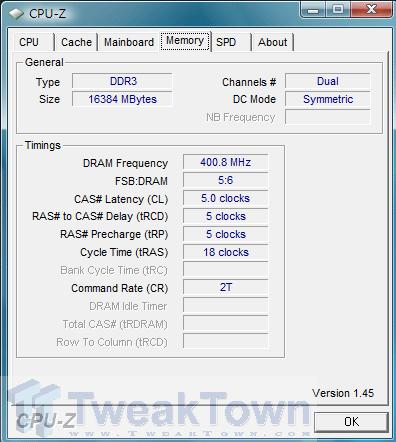 16 Гб оперативной памяти - скриншот CPU-Z