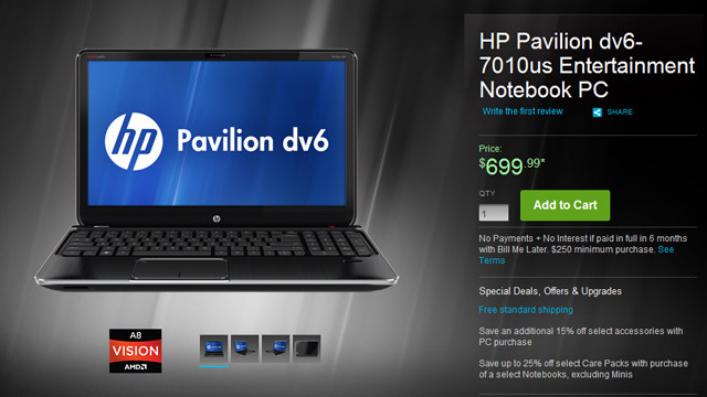 Ноутбук Pavilion dv6-7010us