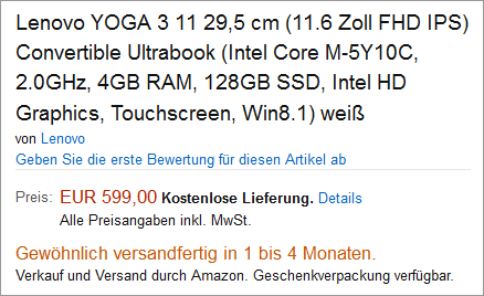 Ультрабук Lenovo Yoga 3 - Amazon.de