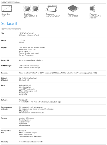 Microsoft Surface 3