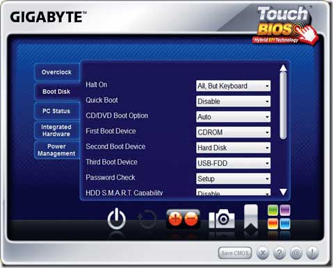 Gigabyte Hybrid EFI Touch BIOS