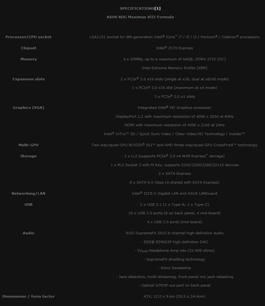 Asus Maximus VIII Formula