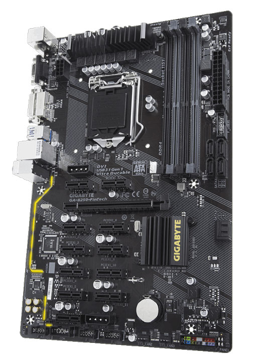 материнка Gigabyte GA-B250-FinTech с 12 слотами PCI-E