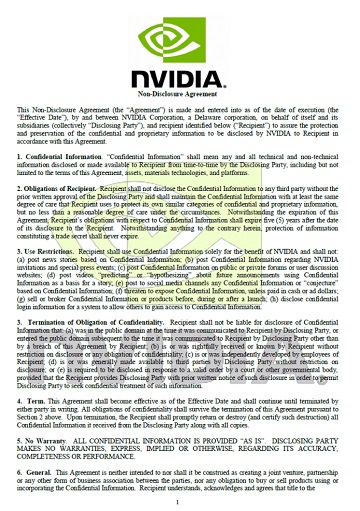 Nvidia NDA