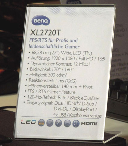 монитор BenQ XL2720T - характеристики