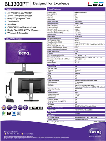 WQHD-монитор BenQ BL3200PT