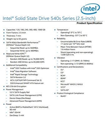 Intel SSD 540s