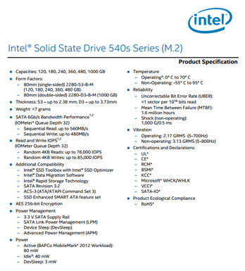 Intel SSD 540s