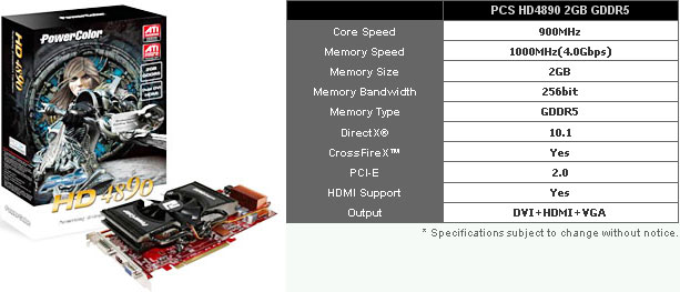 видеокарта PowerColor PCS HD4890 2GB GDDR5