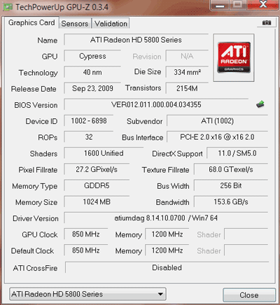 Radeon HD 5870 GPU-Z