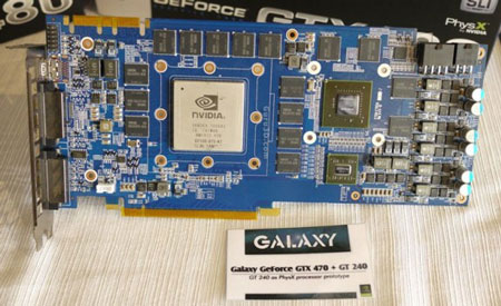 Видеокарта Galaxy GeForce GTX 470 + GT 240 