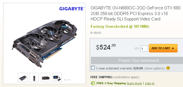 Видеокарта Gigabyte GV-N680OC-2GD