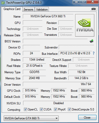 GeForce GTX 660 Ti GPU-Z