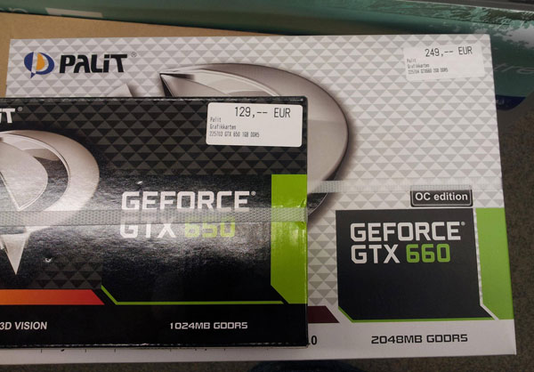 Palit GeForce GTX 660 OC + GTX 650 цена