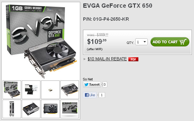 Видеокарта EVGA GeForce GTX 650